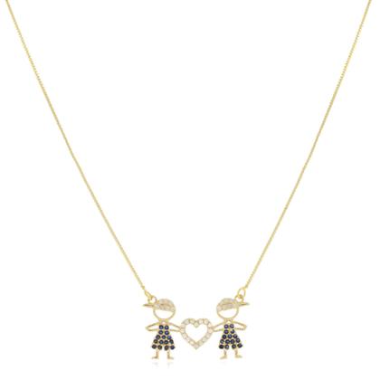 Imagem de Colar Cordão Com Pingente Dois Meninos Folheado a Ouro 18k