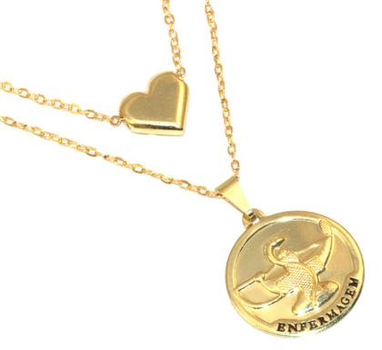 Imagem de Colar Cordão Duplo Enfermagem Medicina Médica Folheado