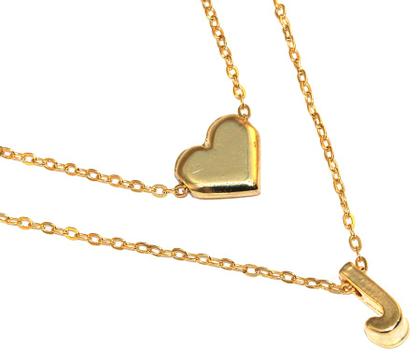 Imagem de Colar Cordão Duplo Minha Inicial J Coração Folheado Ouro 18k