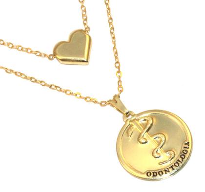 Imagem de Colar Cordão Duplo Profissão Odontologia Dentista Folheado