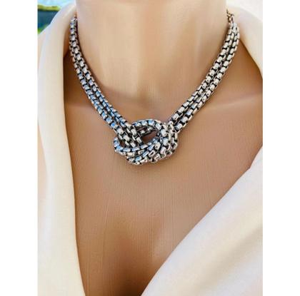 Imagem de Colar Corrente Feminino Elo Duplo elos 6mm com Nó Folheado Ouro Dourado com Prata Inspiração Blogueira Feminina 2024