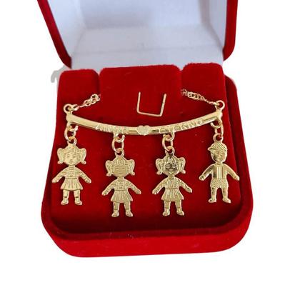 Imagem de Colar de filhos filhas de 1 a 4 pingentes banhados a ouro 18k