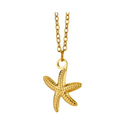 Imagem de Colar De Pérola Com Concha De Estrela Do Mar Vintage Dourado Para Mulheres, Pingente De Aço