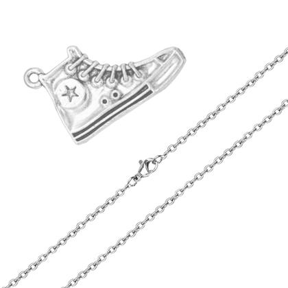 Imagem de Colar de Tênis Estrela sapato com estrelinha masculino feminino prata prateado corrente gargantilha