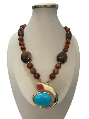 Imagem de Colar Feminino Com Cordão E Resina Kit Com Brinco Tendência