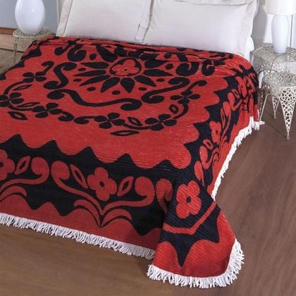 Imagem de Colcha Casal Chenille Jolitex Flórida Verm./Preto 2,20m