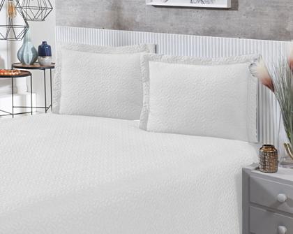 Imagem de Colcha Cobre Leito Bia Matelada 3D Para Cama Queen 200 Fios Conforto e Maciez