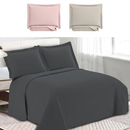 Imagem de Colcha Cobre Leito Queen kit 3 peças Dupla Face Microfibra Soft Ultrassônico - Camesa