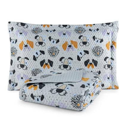 Imagem de Colcha solteiro boutis menino porta travesseiro cobre leito