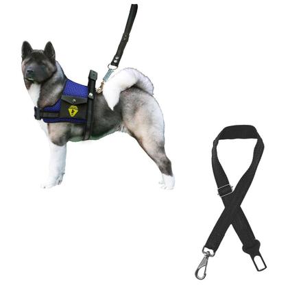Imagem de Coleira Para Cachorro Grande Com Cinto De Segurança Pet Peitoral Para Cães Com Alça Resistente E Guia De Passeio