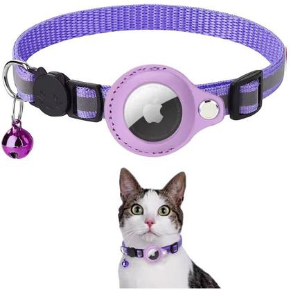 Imagem de Coleira Pet Gato Nylon Refletiva Guizo com Case P/ Airtag