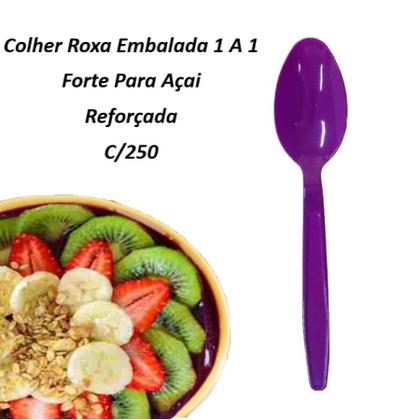 Imagem de Colher Embalada 1 A 1 Roxa Forte Para Açai C/ 250 Reforçada