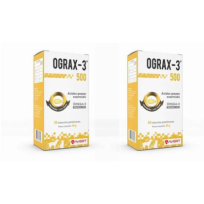 Imagem de Combo 2 Unidades Ograx-3 500mg 30 Capsulas Cães e Gatos Avert