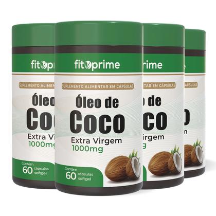 Imagem de Combo 4 Óleos de Coco Extra Virgem 1000mg 60 Cápsulas Fitoprime