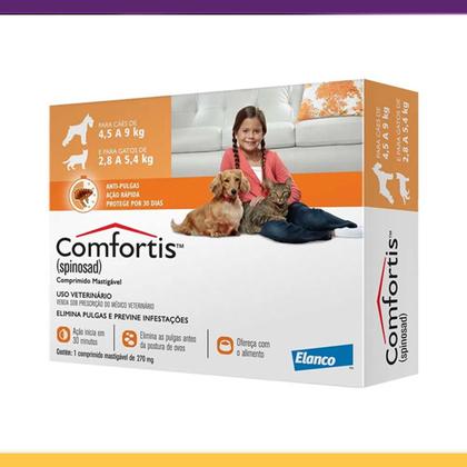 Imagem de Comfortis Elanco 270 mg para Cães de 4,5 a 9 Kg e Gatos de 2,8 a 5,4 Kg - 1 Comprimido