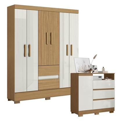 Imagem de Cômoda 2014143 e Guarda Roupa Casal Coimbra 2005138 Atacama Off White - Aramóveis