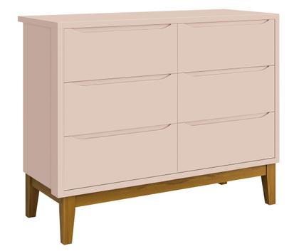 Imagem de Cômoda 6 Gavetas Classic New Rosa Fosco com Madeira - MoveisAqui