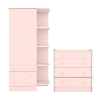 Imagem de Cômoda e Roupeiro com 2 Portas Montreal Rosa Acetinado