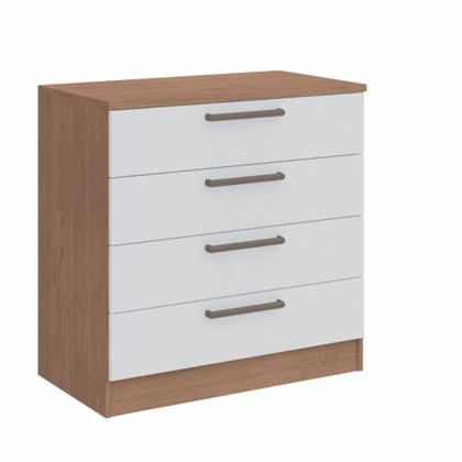Imagem de Cômoda Modulada Requinte com 4 Gavetas - Macadâmia/Branco Line