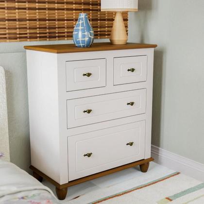 Imagem de Cômoda para Quarto de Bebê 4 Gavetas Joy Off White/Nogueira