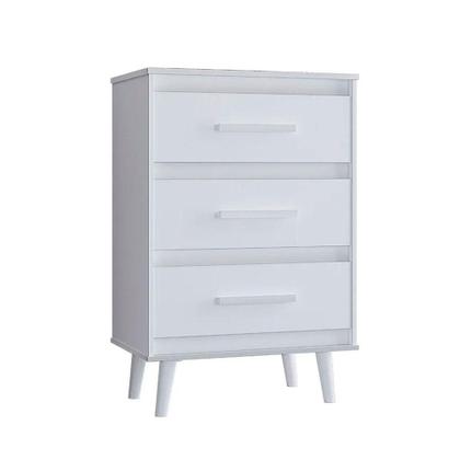 Imagem de Cômoda Para Quarto Pé Palito 3 Gavetas Lima Branco