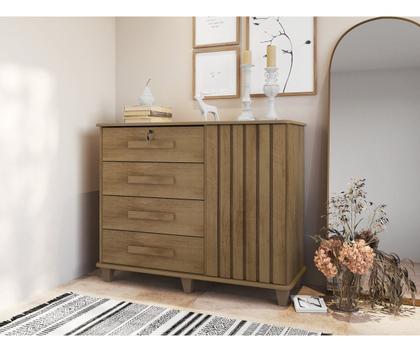 Imagem de Cômoda Sapateira Grécia Com Chave 1 Porta Ripado Flex - 4 Cores