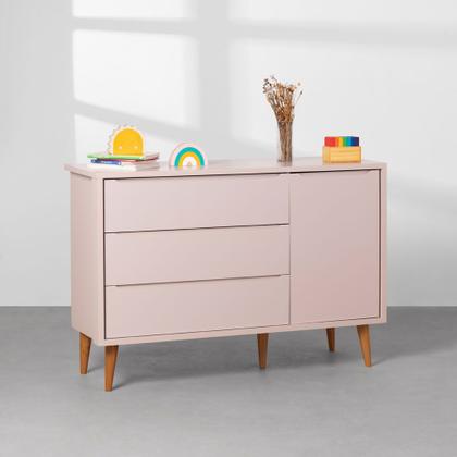 Imagem de Cômoda Theo 1 Porta com Pés Retro Mel - Rosa