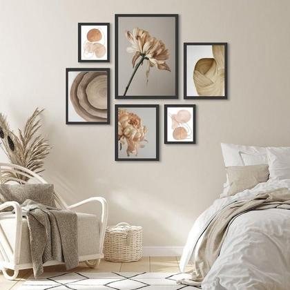 Imagem de Composição Quadros Decorativos Sala Nuances Bege - Com Vidro