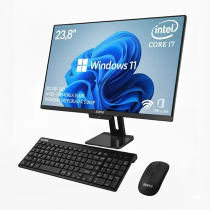 Imagem de Computador All in One Intel Core I7 Ssd 512gb 16Gb Ram Tela 23,8 Pol Full HD Windows 11 Kit Completo Teclado Mouse sem fio Webcam Integrada office
