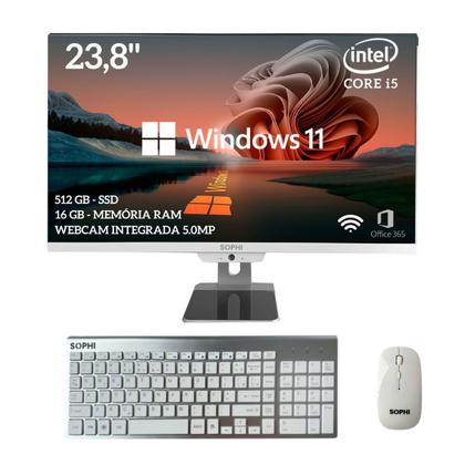 Imagem de Computador All In One Intel I5 16GB ram Ssd 512GB Pc Completo Tela 23,8 Wifi Win11 Bluetooth teclado mouse sem fio pacote office Webcam 5.0mp