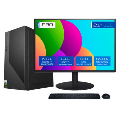 Imagem de Computador Completo BluePC PRO - Intel Core i7 12700F (12ª Geração), 16GB DDR4, SSD 1TB, Gráficos Geforce, Fonte 500W, Windows 11 Pro, Monitor 21.5"