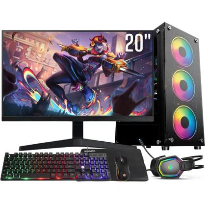 Imagem de Computador Gamer Completo Intel Core i7 16GB SSD 1TB Kit Gamer com Headset Monitor 20" Windows 10 3green Flash