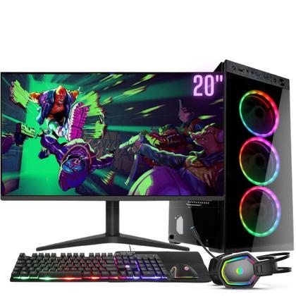 Imagem de Computador Gamer Completo RGB Intel Core i5 8GB SSD 512GB Kit Gamer com Headset Monitor 20" Windows 10 3green Premium