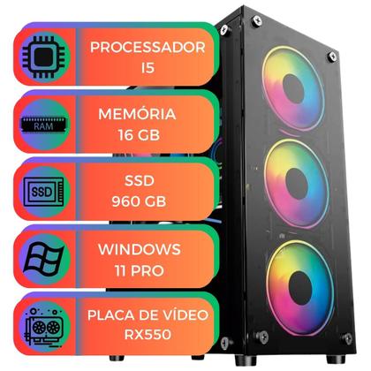 Imagem de Computador Gamer MultiPC I5 RX550 16GB SSD 960GB Sata Win11 Pro Ideal para Jogos, Streaming, Edição e Home Office