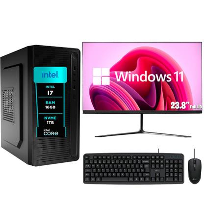 Imagem de Computador Pc Completo eFacini, Intel Core i7, 16GB, Windows 11 Pro, Monitor 24 Polegadas, Ssd