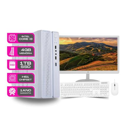 Imagem de Computador PC Master Completo Slim branco Core i3 4gb 1tb ssd sata Monitor de 19