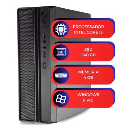Imagem de Computador PC Slim Desk MultiPC Intel Core I3 RAM 4GB SSD 240GB Windows 11 Pro Ideal para Escritórios e Home Office