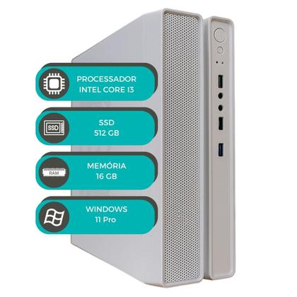 Imagem de Computador Slim Branco MultiPC i3 6ª Geração 16GB SSD 512GB Windows 11 Pro