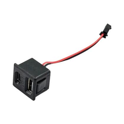 Imagem de Conector De Carregamento USB Tipo-C Feminino De Camada Dupla Preto Com Cabo