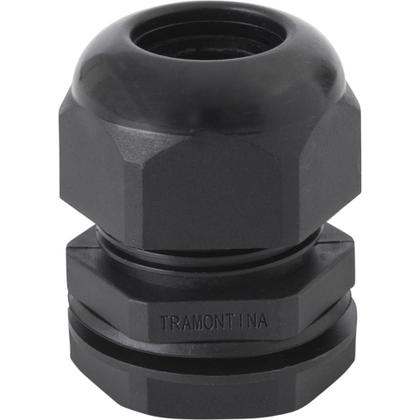 Imagem de Conector prensa-cabo 1/2 polegada Tramontina em termoplástico preto com bucha