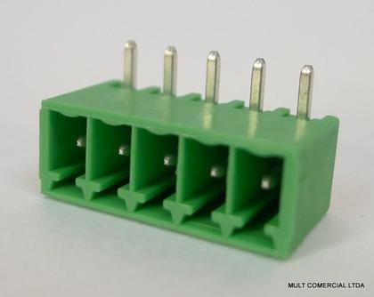 Imagem de Conector Verde Multipolar STL1550.09GH Macho 90º de 9 vias com as laterais Fechadas - Passo 3,5mm - Phoenix Mecano