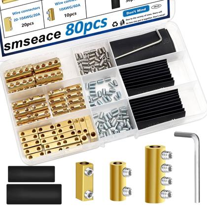 Imagem de Conectores de fio smseace 80 unidades de calibre 6/8/10 com tubos termorretráteis