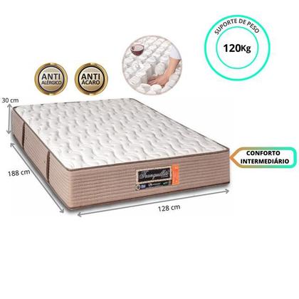 Imagem de Conj. Colchão Sankonfort Tranquillité  Casal Padrão Viúva 128x188x30 + Cama Box Baú 128x188
