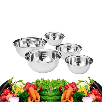 Imagem de Conjunto 05 tigelas aço inox vasilha multiuso cozinha potes