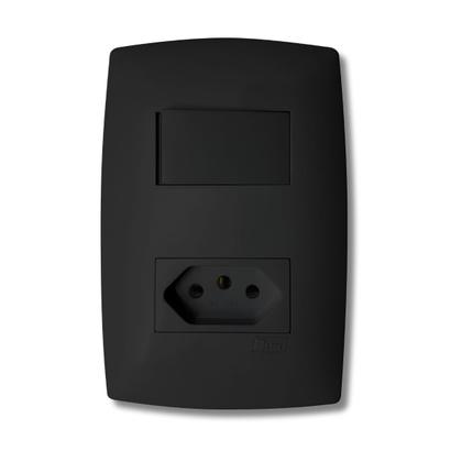 Imagem de Conjunto 1 Tecla Simples + Tomada 10 A Home Com Placa B.lux