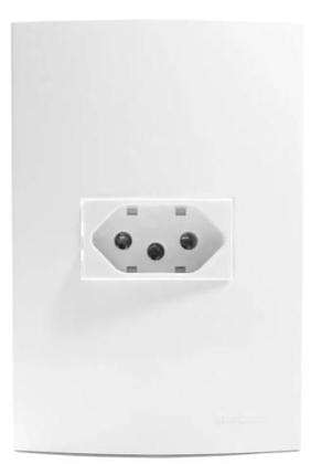 Imagem de Conjunto 1 Tomada 2 Polos + Terra 10A 250V Embutir Sleek Margirius Branco Brilho