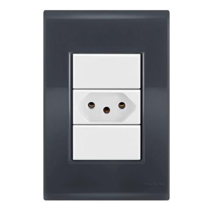 Imagem de Conjunto 1 Tomada 20A - Tramontina Liz Grafite / Branco