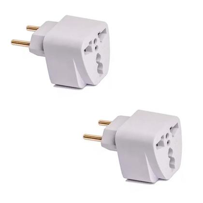 Imagem de Conjunto 2 Adaptadores Universais 2 Pinos Tomadas Múltiplas Entradas 10A Eletrônicos