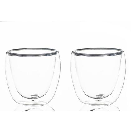 Imagem de Conjunto 2 Copos de Café Chá Parede Dupla 80ml Borossilicato