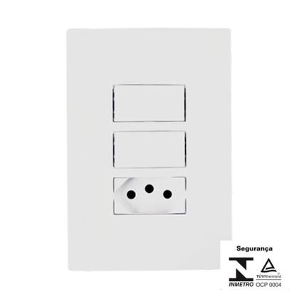 Imagem de Conjunto 2 Interruptores Simples 10a + Tomada 10a 250v 94210 - Ilumi